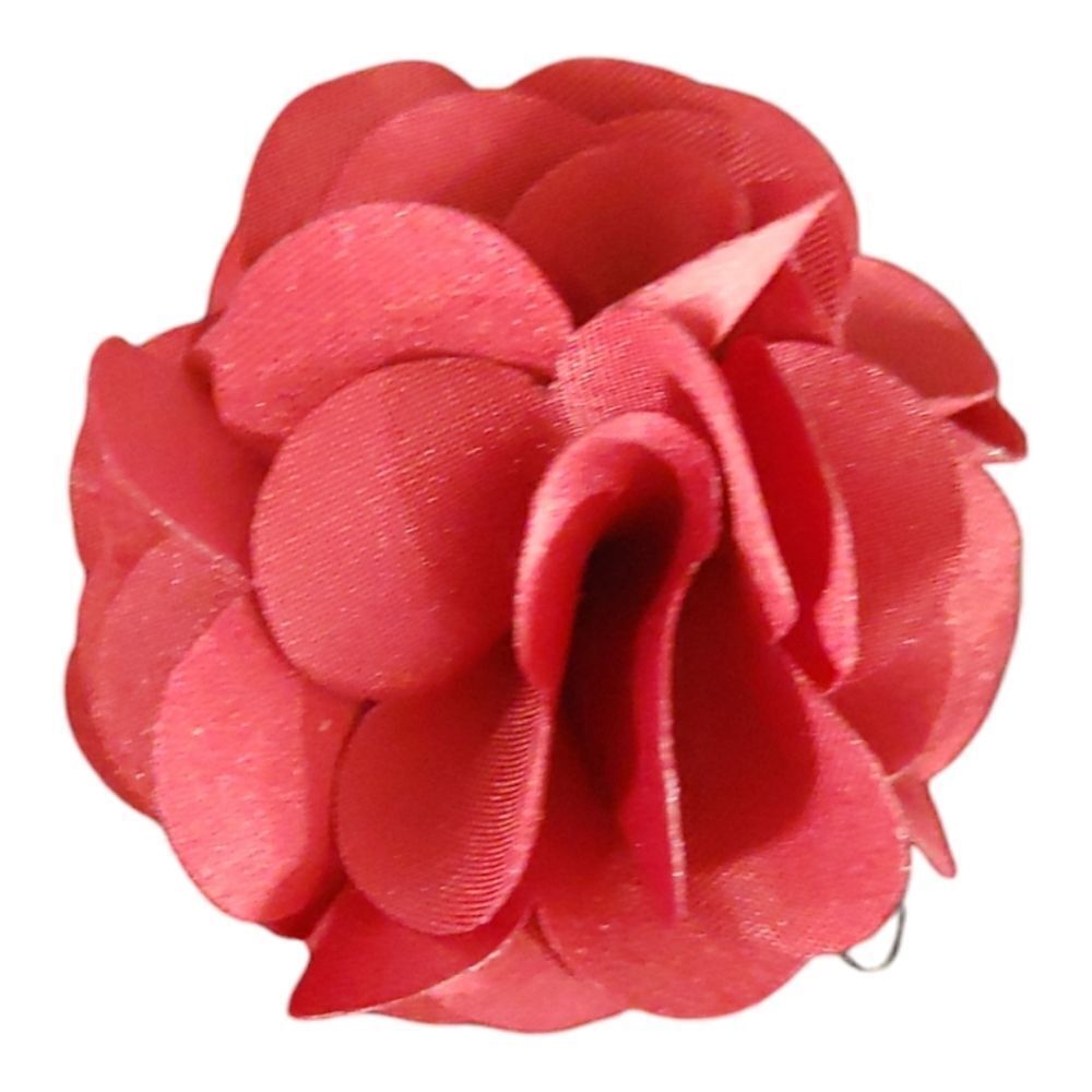 MEN'S LARGE SOLID BURGUNDY LAYERED LAPEL PIN FLOWER.